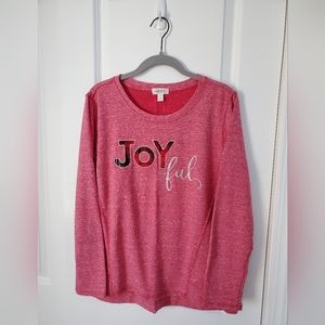Style & Co. Red Long Sleeve JOYful Top